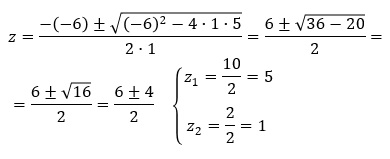 Soluciones de la cuadrática en el ejercicio 1