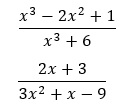 Ejemplos de las fracciones algebraicas