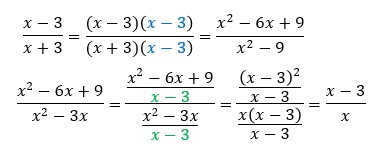 Ejemplos de las fracciones algebraicas equivalentes