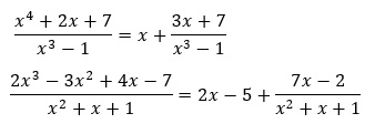 Ejemplo de fracciones algebraicas simples impropias
