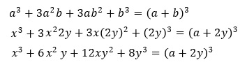 Ejemplo de factorización de cuatrinomio cubo perfecto