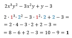 Valor numérico con dos variables