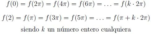 Fórmula del cumplimiento de la periodicidad en la función seno.