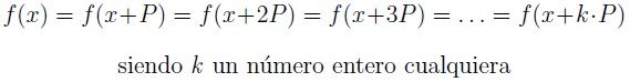 Fórmula de la condición de función periódica.