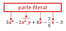 Parte literal de las expresiones algebraicas